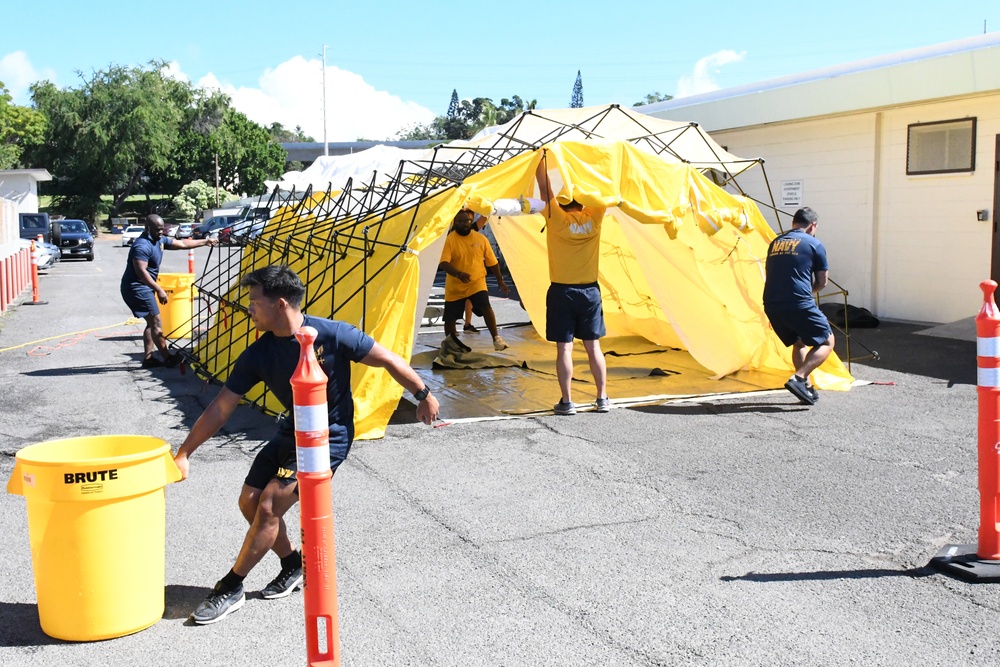 Decontamination tent set up during FROT training