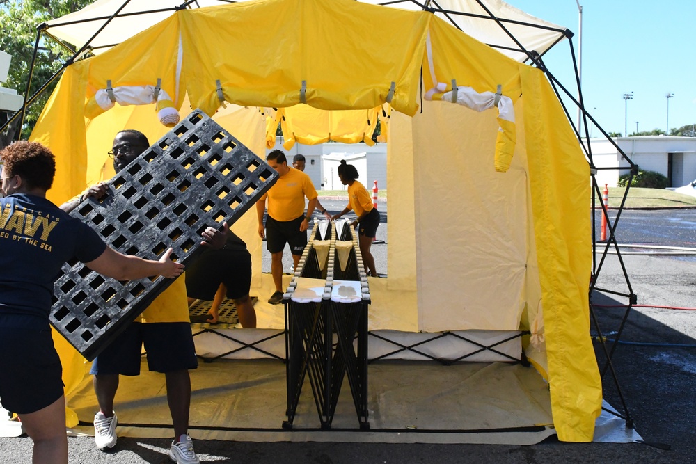 Decontamination tent set up during FROT training