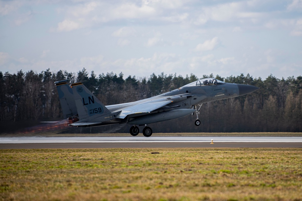 The 493rd Fighter Squadron Completes It's Last NATO Mission With F-15's