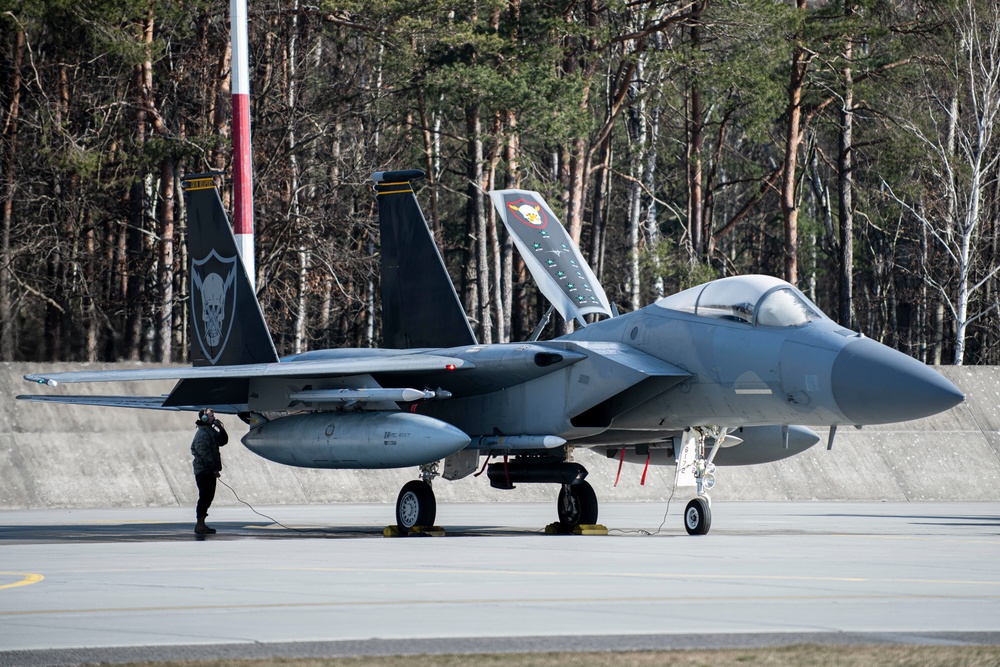 The 493rd Fighter Squadron Completes It's Last NATO Mission With F-15's