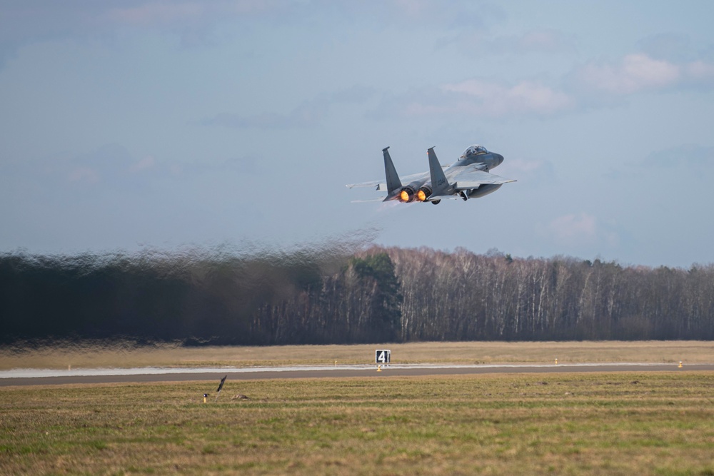 The 493rd Fighter Squadron Completes It's Last NATO Mission With F-15's
