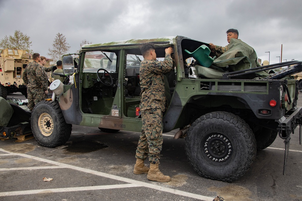 MRFD 22.2: Marines with 5th Marine Regiment prepare vehicles for inspection