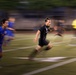 A player was running on the pitch for the team like wind in the soccer game at Zama High School on Apr 27,  2021.