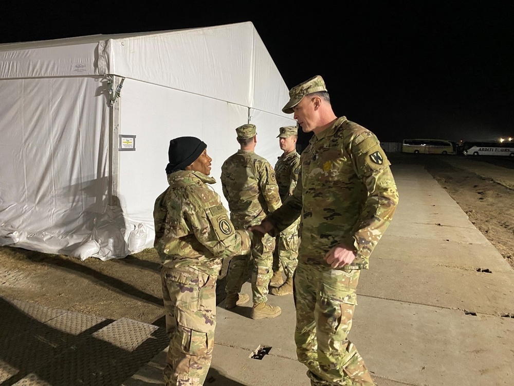 Command Sgt. Maj Sean Howard visits troops in Poland