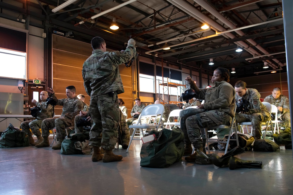 Airmen conduct CBRN training