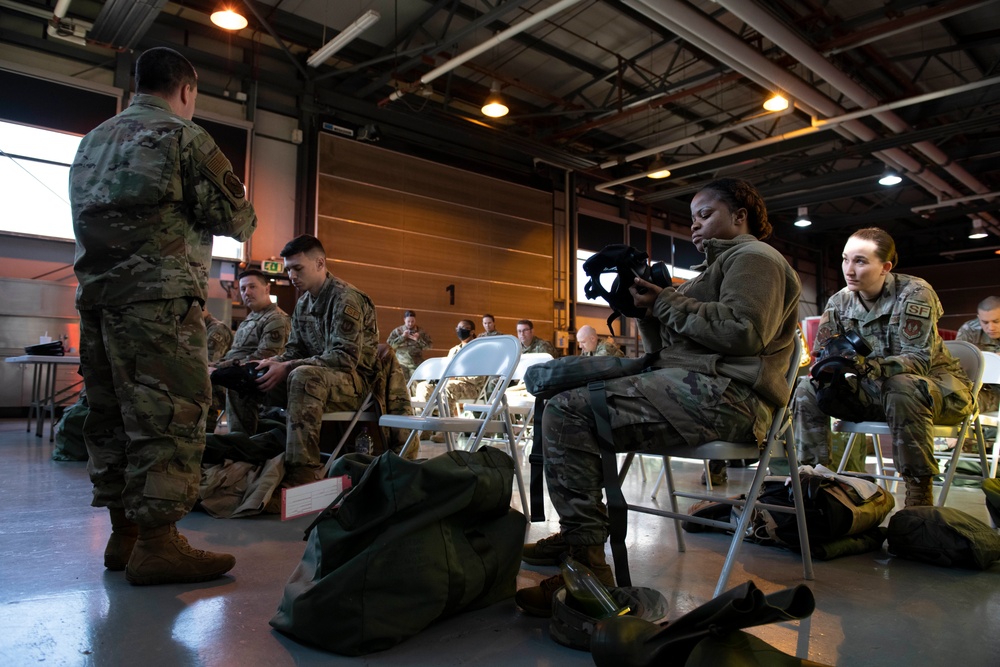 Airmen conduct CBRN training