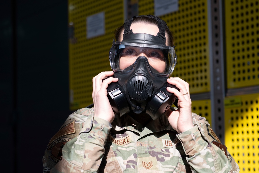 Airmen conduct CBRN training