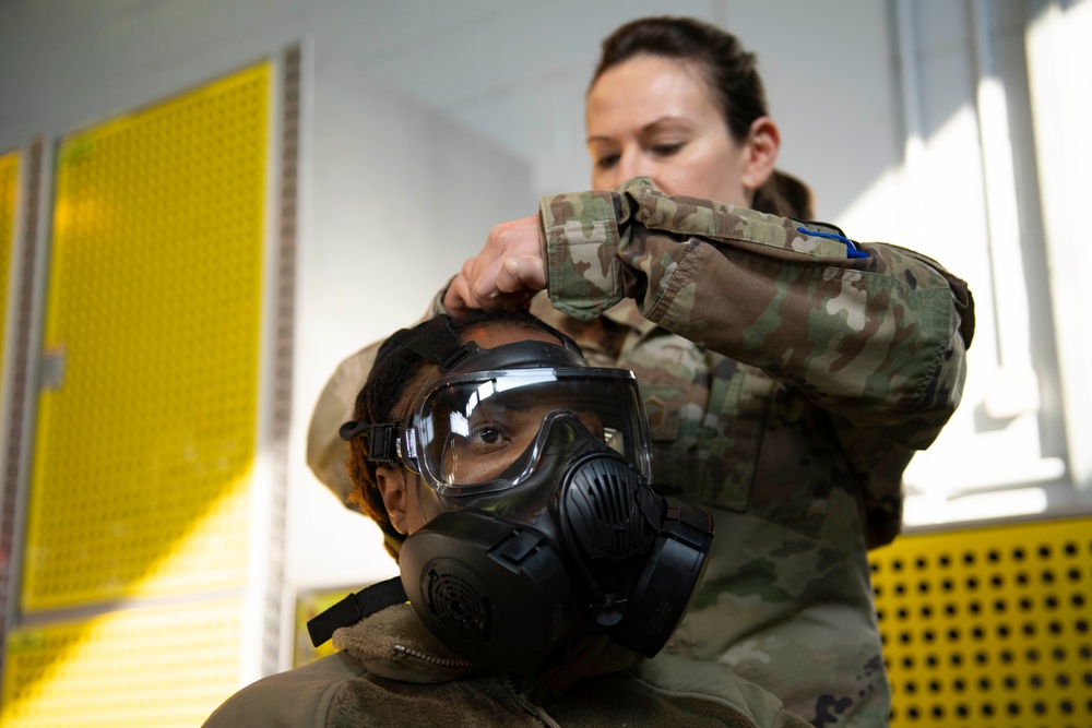 Airmen conduct CBRN training