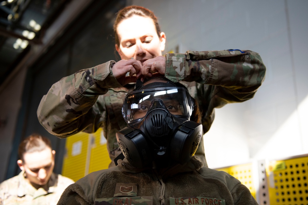 Airmen conduct CBRN training