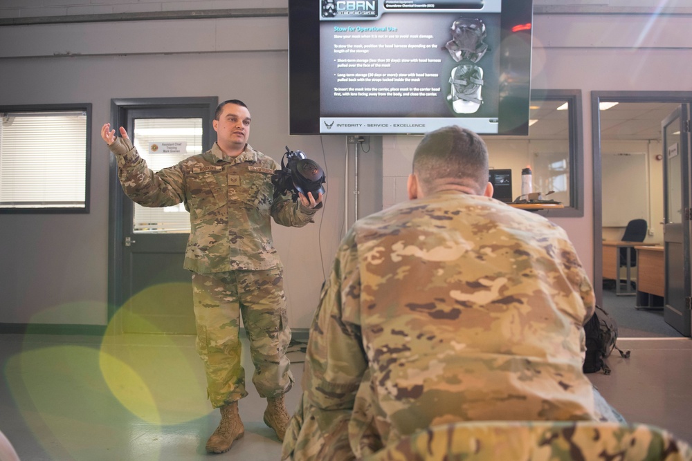 Airmen conduct CBRN training