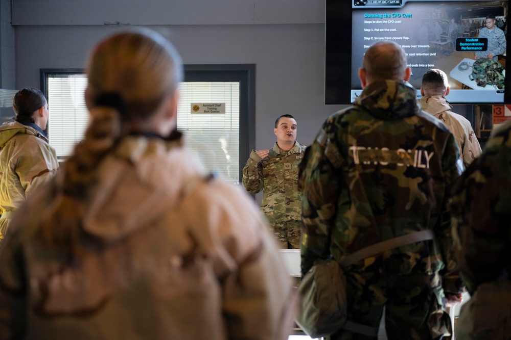 Airmen conduct CBRN training