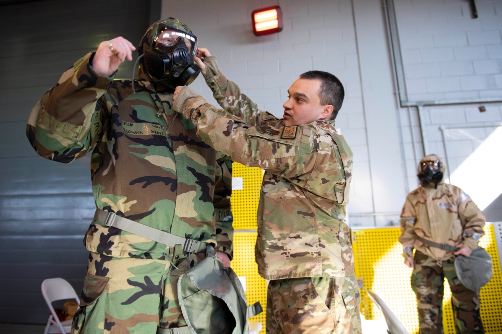 Airmen conduct CBRN training