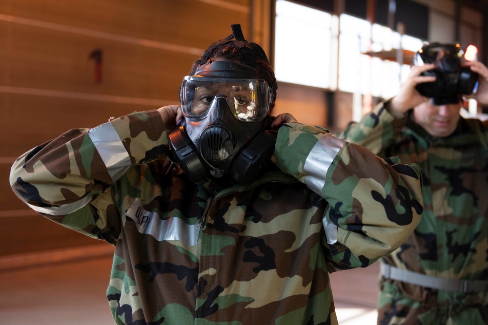 Airmen conduct CBRN training