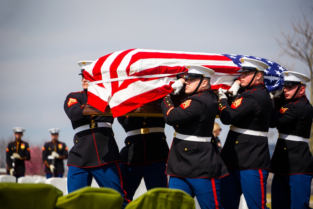 Repatriated WWII Marine Cpl. Thomas H. Cooper laid to rest by Barracks Marines