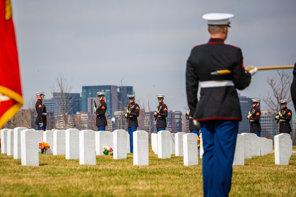 Repatriated WWII Marine Cpl. Thomas H. Cooper laid to rest by Barracks Marines