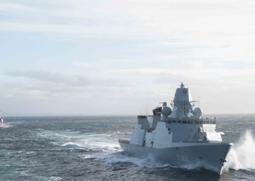 SNMG1 ships operate at sea during Exercise Dynamic Guard 22