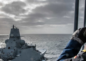 SNMG1 ships operate at sea during Exercise Dynamic Guard 22