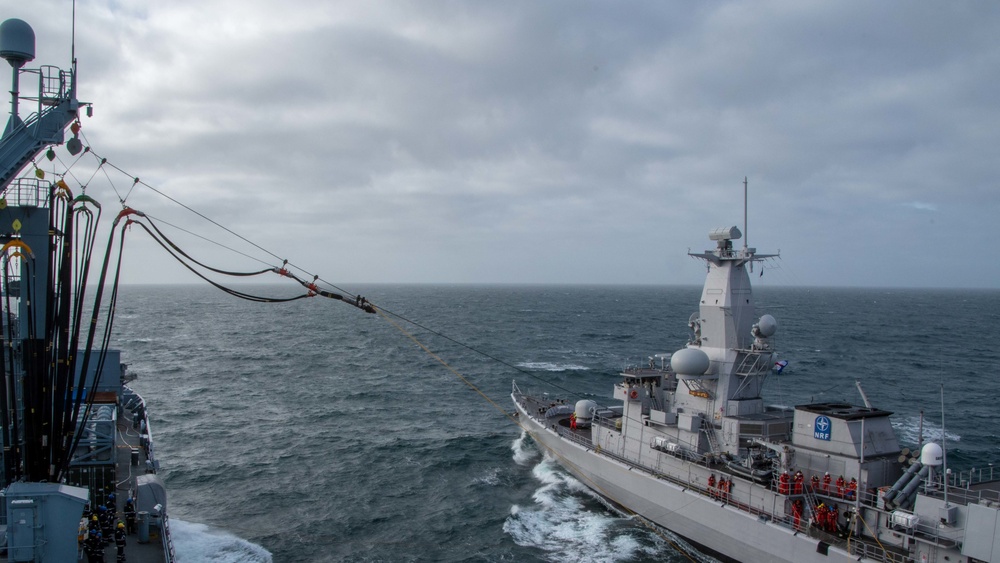 SNMG1 ships operate at sea during Exercise Dynamic Guard 22