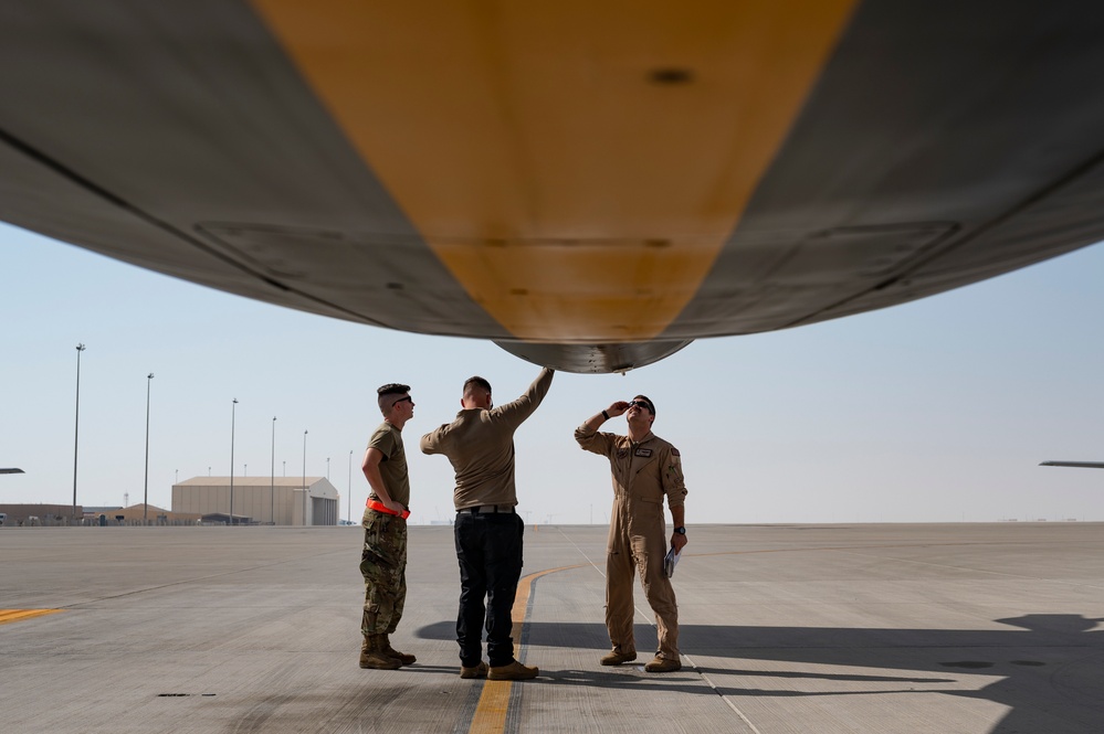 F-16's Connect with KC-135 over Arabian Gulf