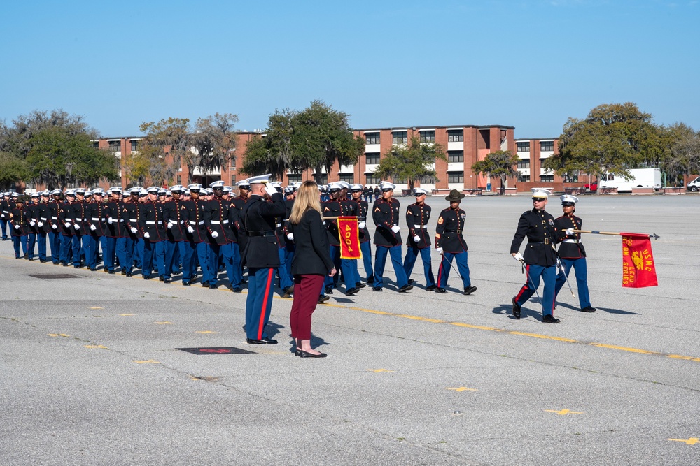 The Honorable Meredith Berger attends Recruit Graduation at MCRD Parris Island