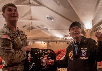 ROTC cadet Morgan Davis with WWII hero Dick Nelms