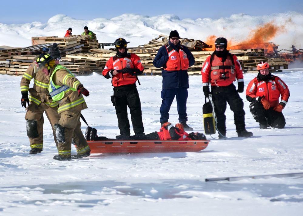 Coast Guard conducts full-scale mass ice rescue drill on Little Traverse Bay