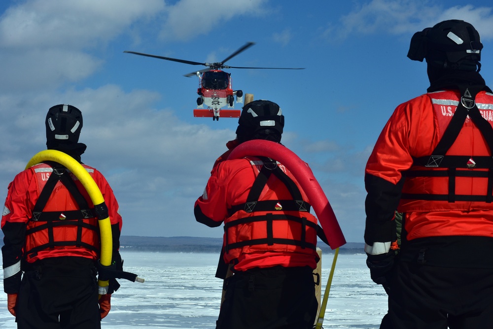 Coast Guard conducts full-scale mass ice rescue drill on Little Traverse Bay