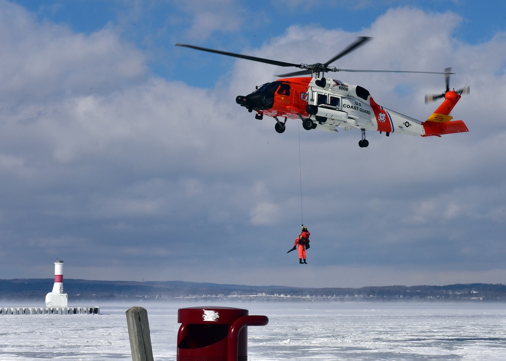 Coast Guard conducts full-scale mass ice rescue drill on Little Traverse Bay