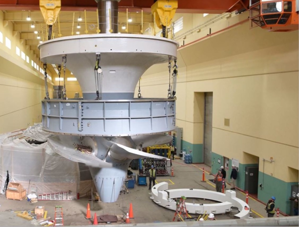 Corps assembles and begins installing 2nd Advanced Technology Turbine at Ice Harbor Dam
