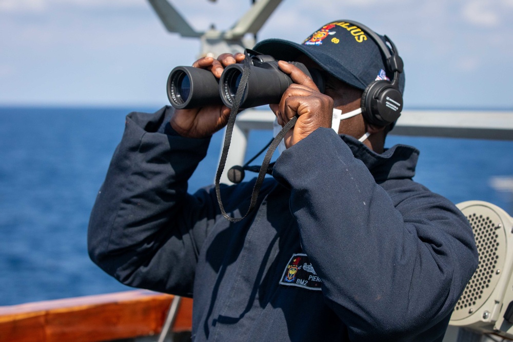 BM2 Pierre Scans for Contacts USS Milius (DDG 69)