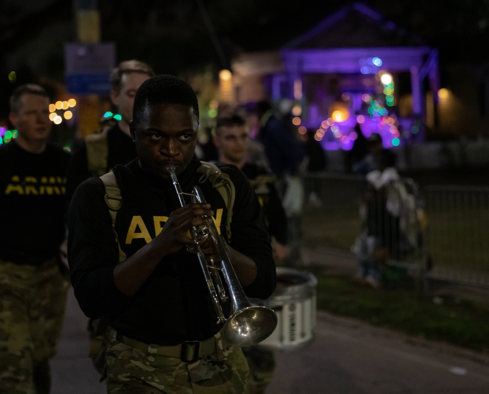 151st Army Band march in Order of LaShe’s Mardi Gras Parade