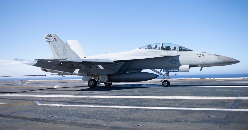 F/A-18F Super Hornet Lands On The Flight Deck