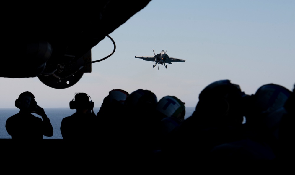 F/A-18E Super Hornet Approaches The Flight Deck