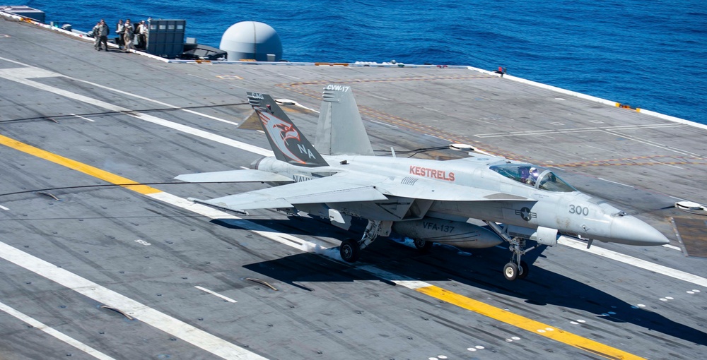 F/A-18E Super Hornet Lands On The Flight Deck