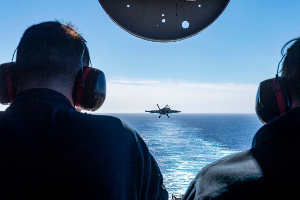 F/A-18E Super Hornet Prepares To Land On The Flight Deck