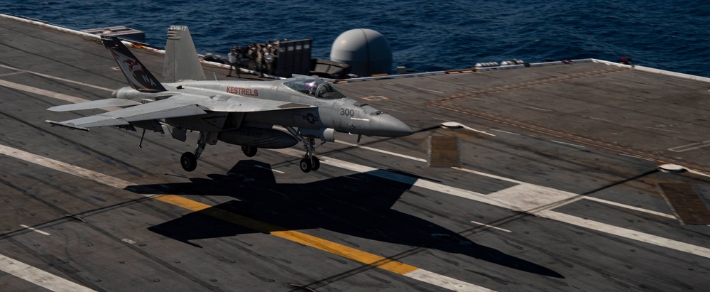 F/A 18E Super Hornet Lands On Flight Deck