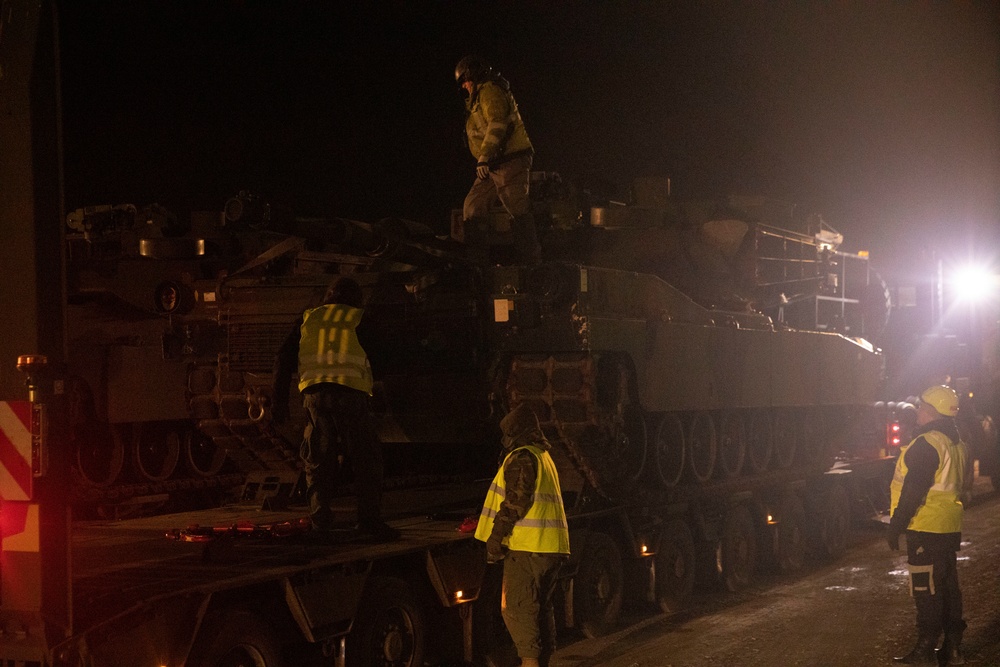 16th Sustainment Brigade transport M1 Abrams from Coleman worksite in Mannheim, Germany