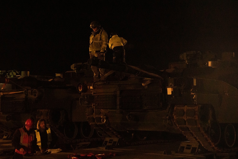 16th Sustainment Brigade transport M1 Abrams from Coleman worksite in Mannheim, Germany