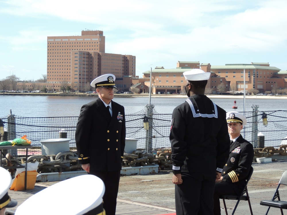 First Salute during a commissioning ceremony aboard Battleship Wisconsin