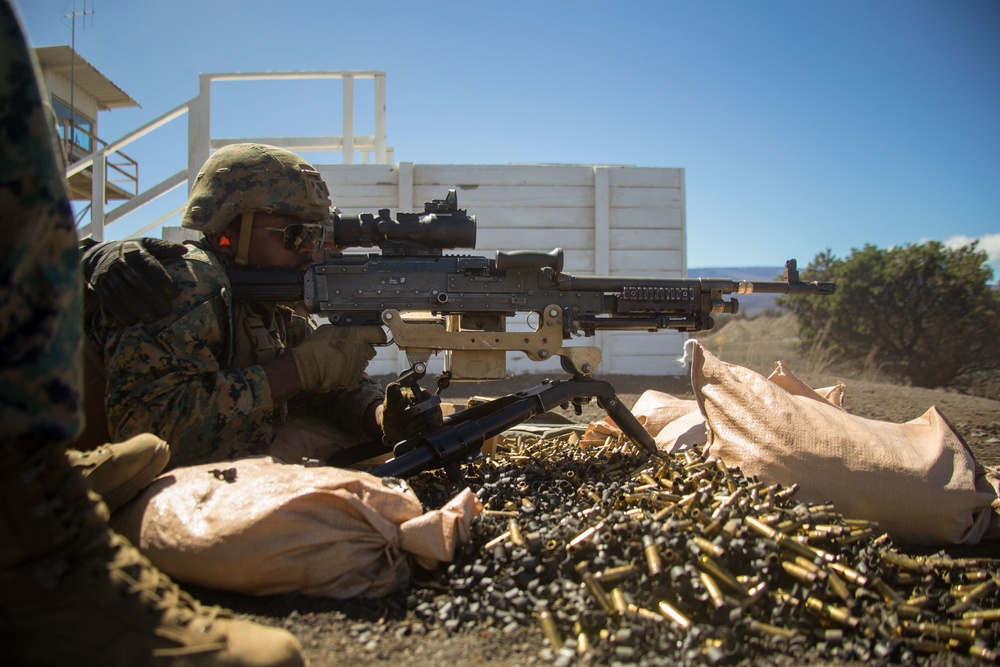 U.S. Marines with 1/12 conduct an M240B machine gun range during Spartan Fury 22.1