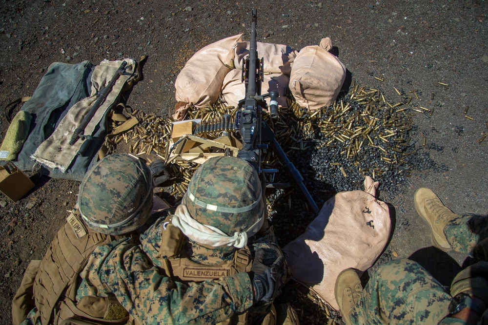 U.S. Marines with 1/12 conduct an M240B machine gun range during Spartan Fury 22.1