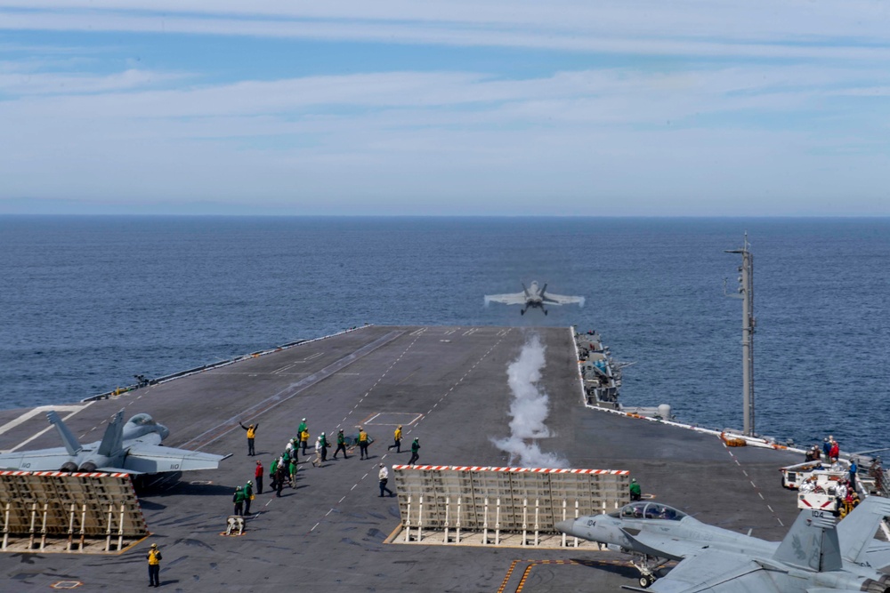 F/A-18F Launches From The Flight Deck