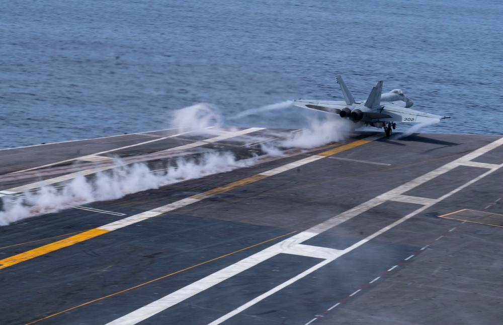 F/A-18F Launches From The Flight Deck