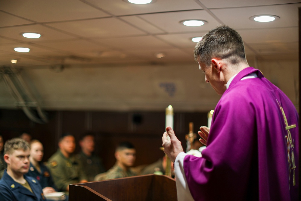 Abraham Lincoln holds Roman Catholic Mass for Ash Wednesday