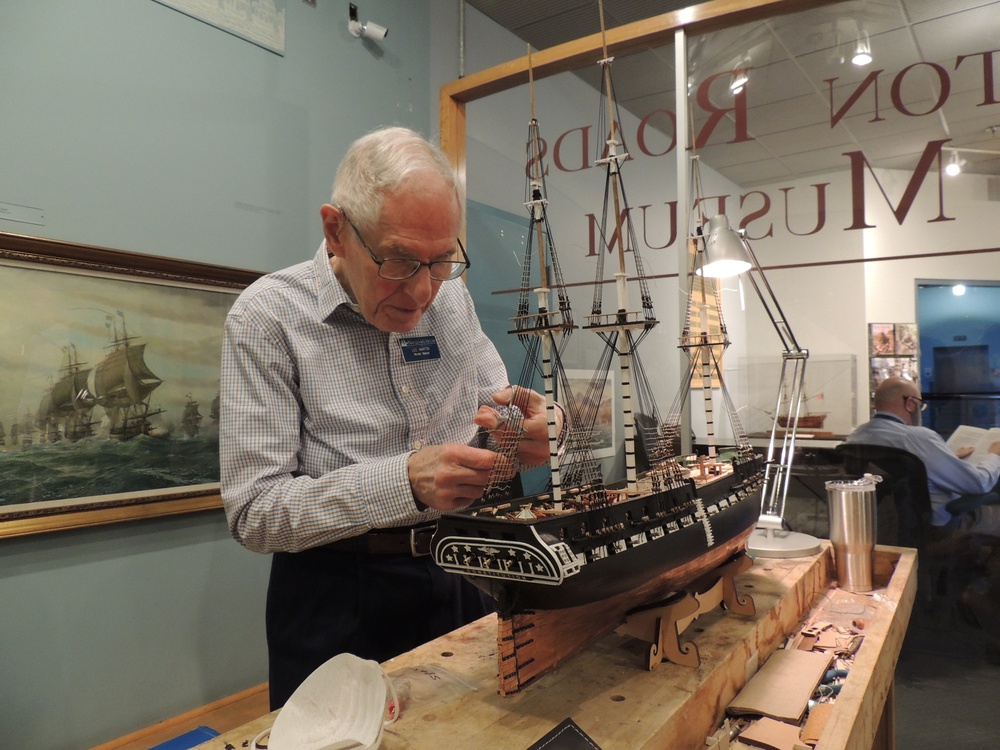 Volunteer model ship builder at the Hampton Roads Naval Museum