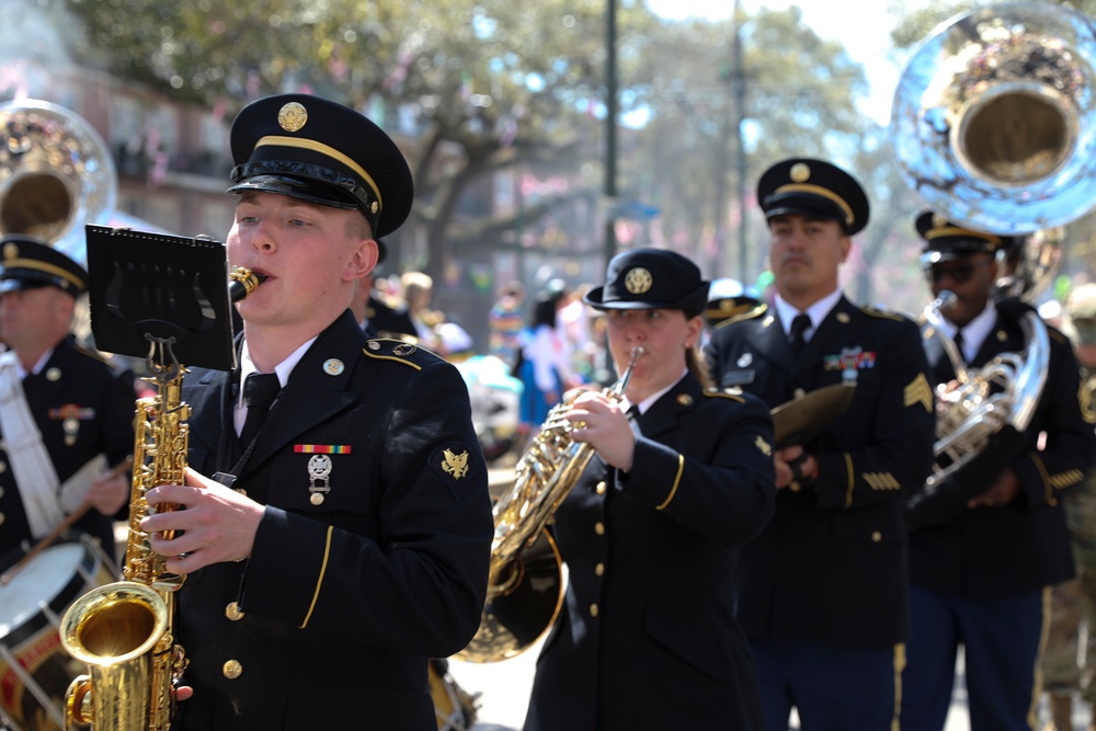 313th Army Band performs during the 2022 Rex Parade