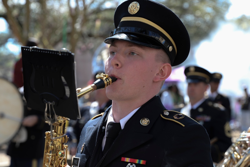 313th Army Band performs during the 2022 Rex Parade