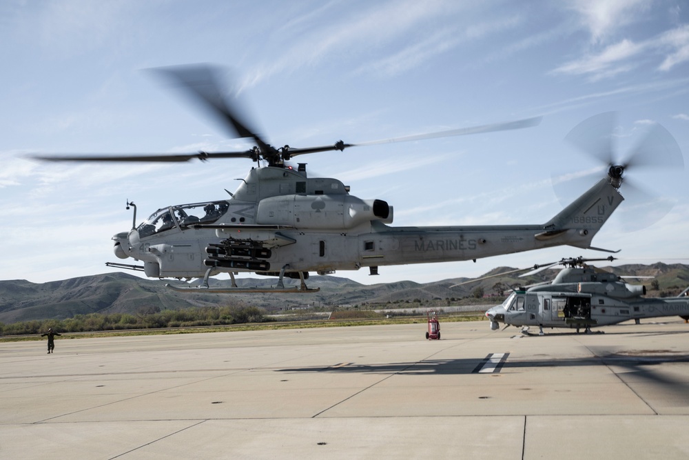Marine Light Attack Helicopter Squadron 267 equipping the joint air-to-ground missile on Marine Corps Air Station Camp Pendleton