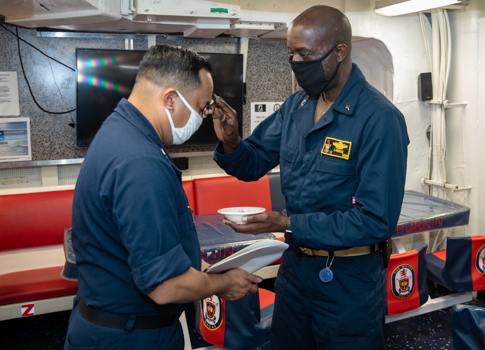 USS Milius (DDG 69) Chaplain Facilitates Ash Wednesday Service