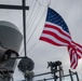American Flag Hoisted on the mast of USS Milius (DDG 69)